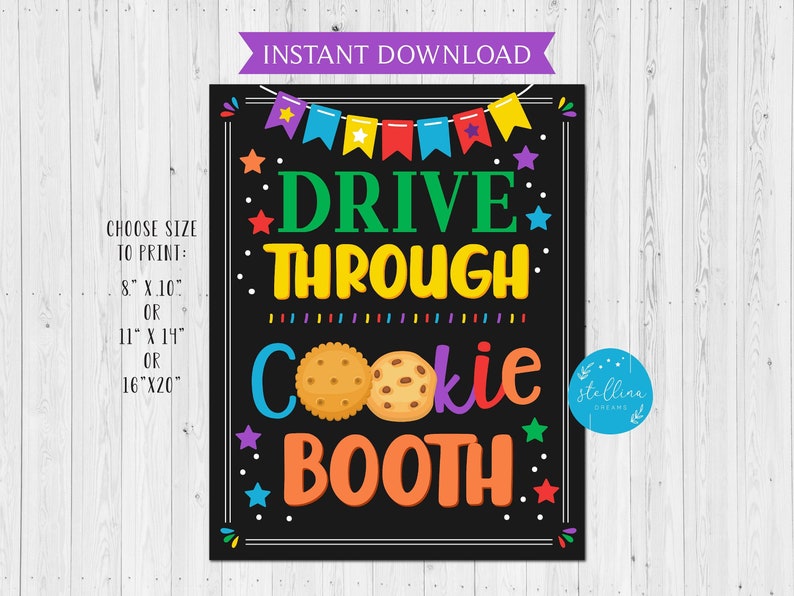 Drive Thru Cookie Booth Sign Printable Stop Cookies for Sale - Etsy