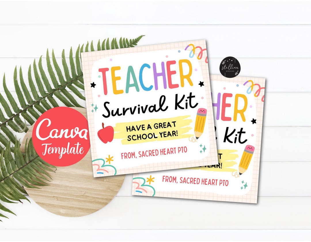 Editable Teacher Survival Kit Gift Tags: Back to School Canva Template ...