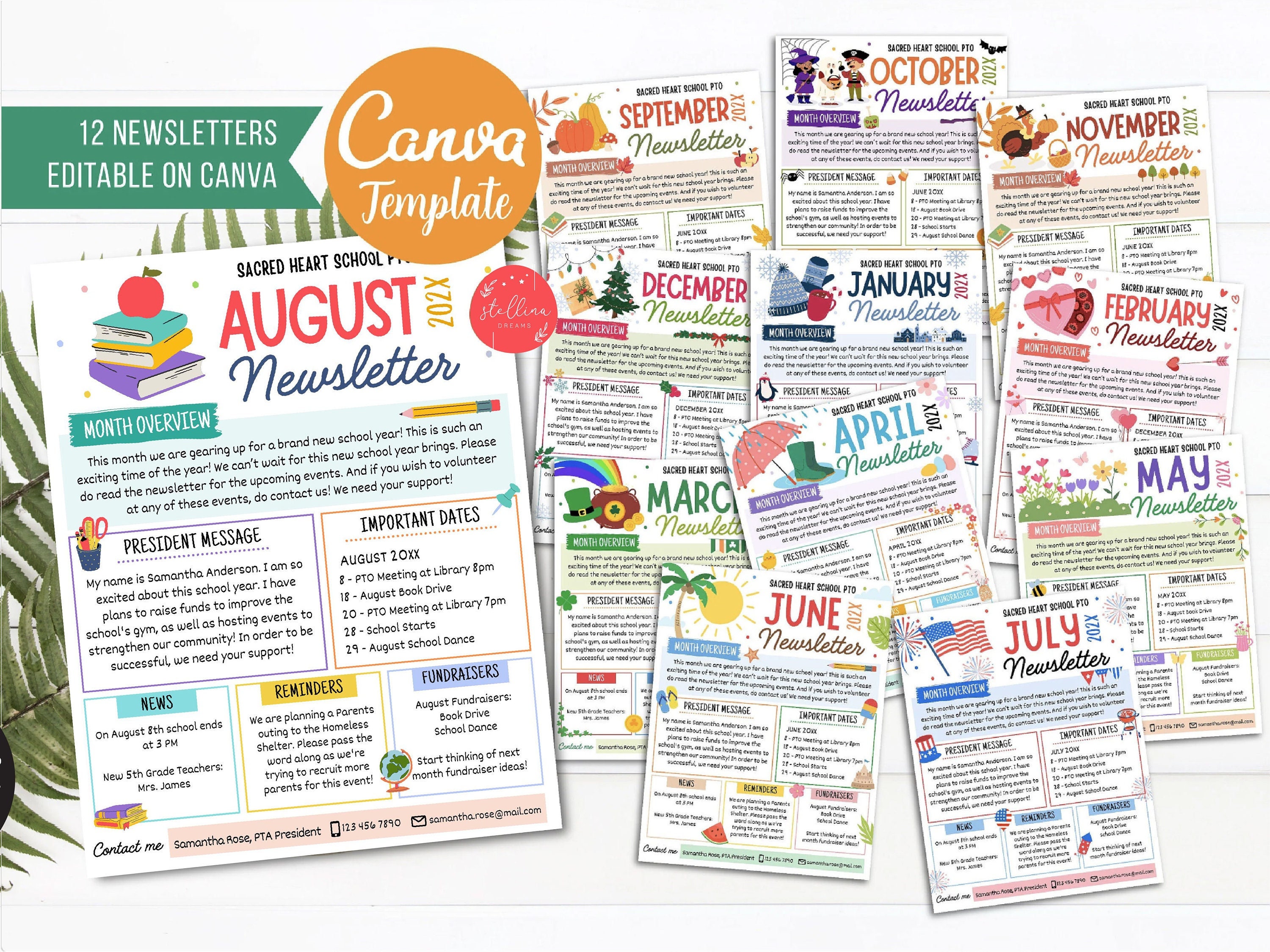 Editable Yearly Pto Pta Newsletter Template Set, Classroom Printable ...