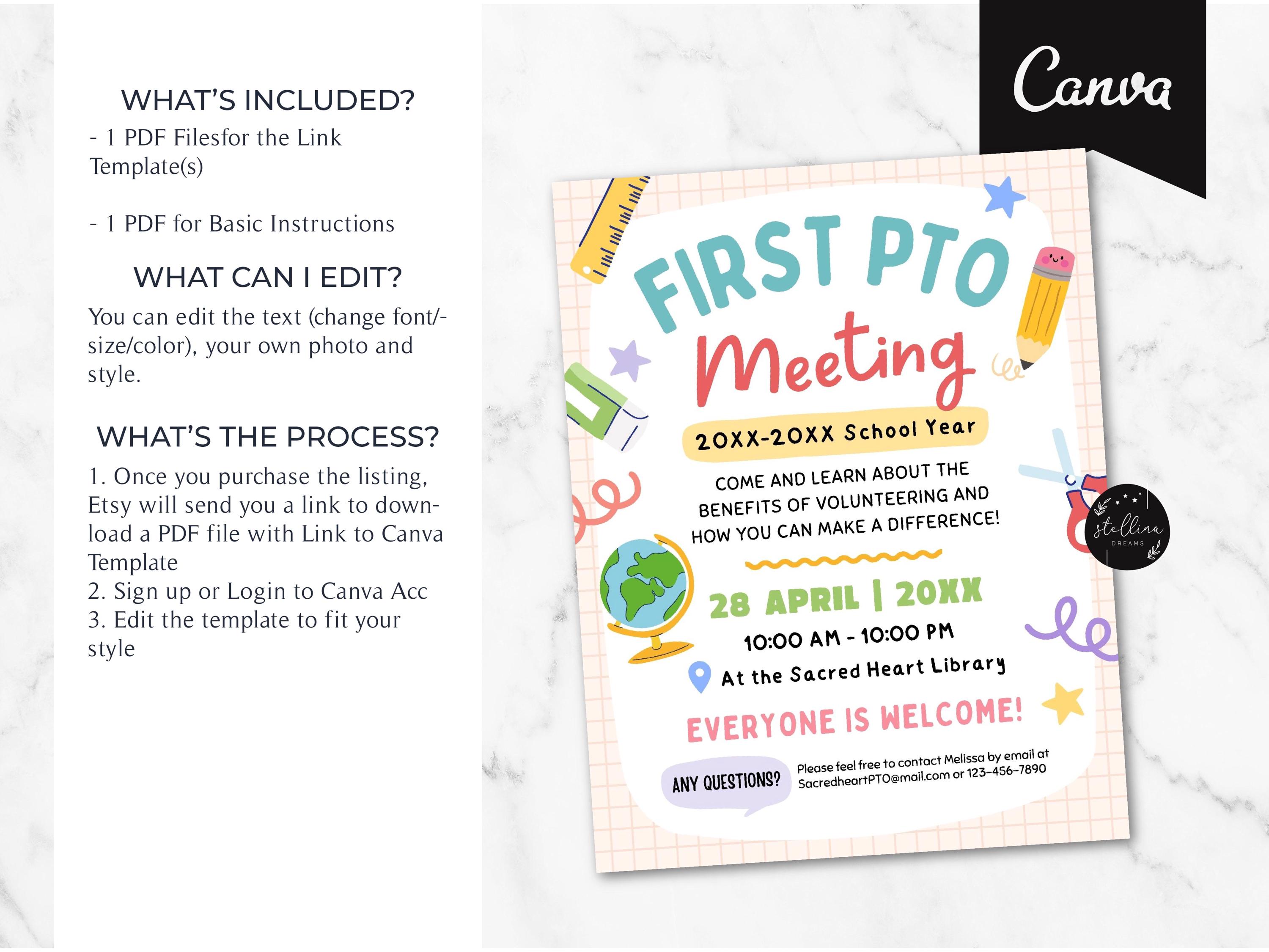 Editable PTA PTO Recruitment Templates: Rainbow Boho Canva Bundle ...