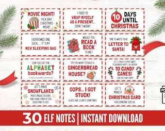 Christmas Elf Notes Printable Bundle | Editable Canva Template Included | Instant Download Set