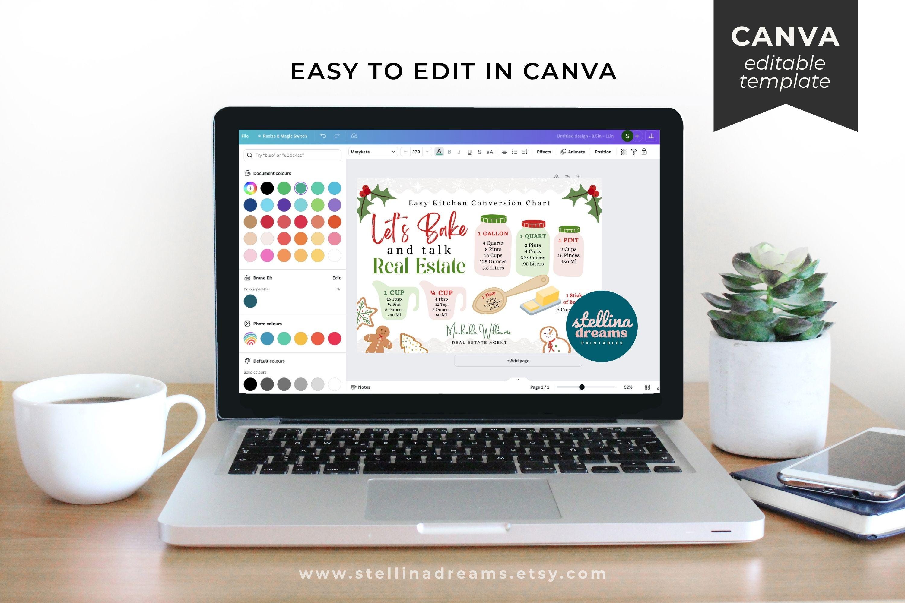 Christmas Realtor Postcard With Baking Conversion Chart | Editable ...