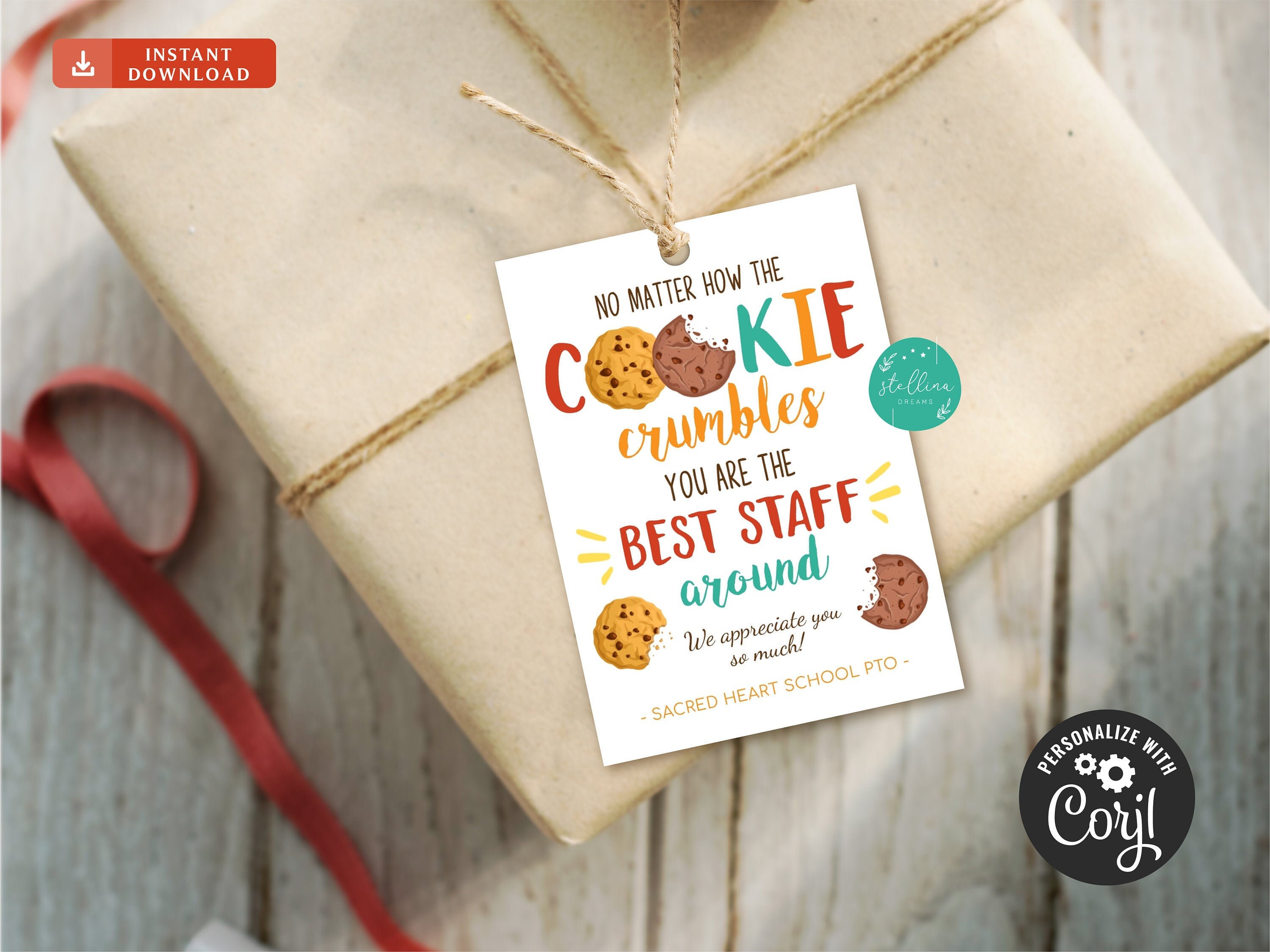 EDITABLE Cookie Thank You Cookie Treat Gift Tag Employee - Etsy