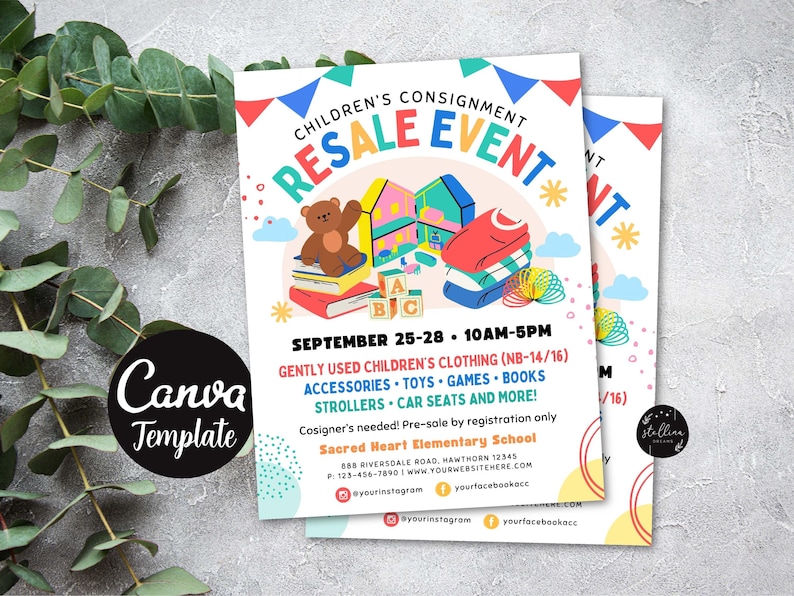 Children's Resale Event Flyer: Colorful PTA/PTO Template (CANVA ...