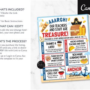 Editable BUNDLE Pirate Themed Teacher Appreciation Week Itinerary Beach ...