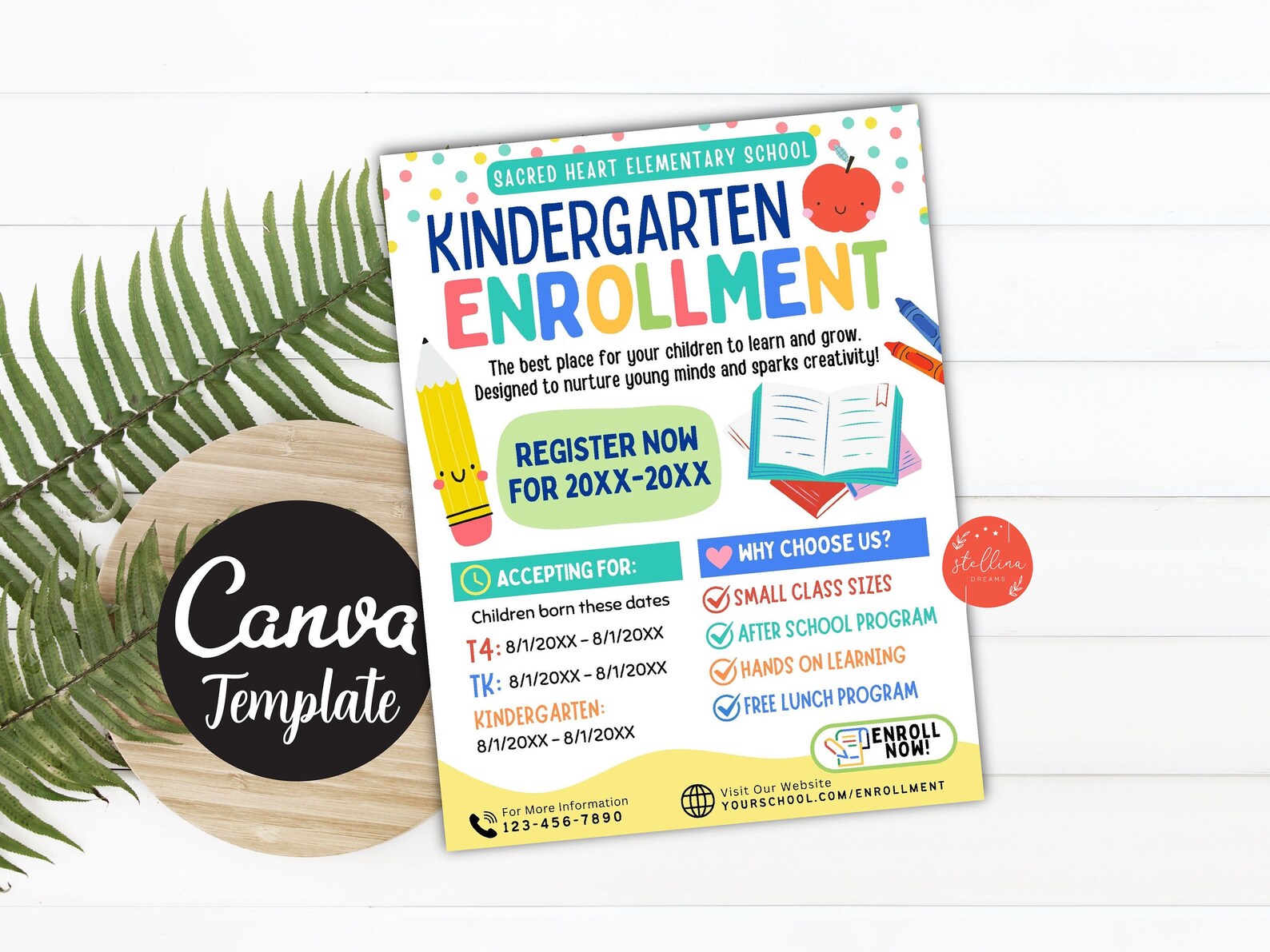 Kindergarten Enrollment Flyer: Editable School Template (CANVA Template ...