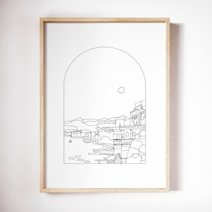 Sorrento Italian Landscape Printable Italy Line Art Digital Print Minimalistic Linear Arch Abstract Art Print Italia Travel Memories Art