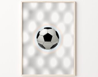 Luminous Soccer Ball Printable Rainbow Football Soccer Wall Art Player Enthusiast Poster Soccer Stadium Lights Teenager Decor Sports Prints