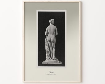 Escultura artística imprimible de Venus, diosa del amor, mitología romana, arte mural, Afrodita, mitos clásicos, estatua, impresión fotográfica vintage