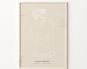 Aphrodite Göttin druckbare Kunst griechische Mythen Illustration Neutral klassische Mythologie Wand Druck Göttin der Liebe Antikes Griechenland digitales Kunstwerk
