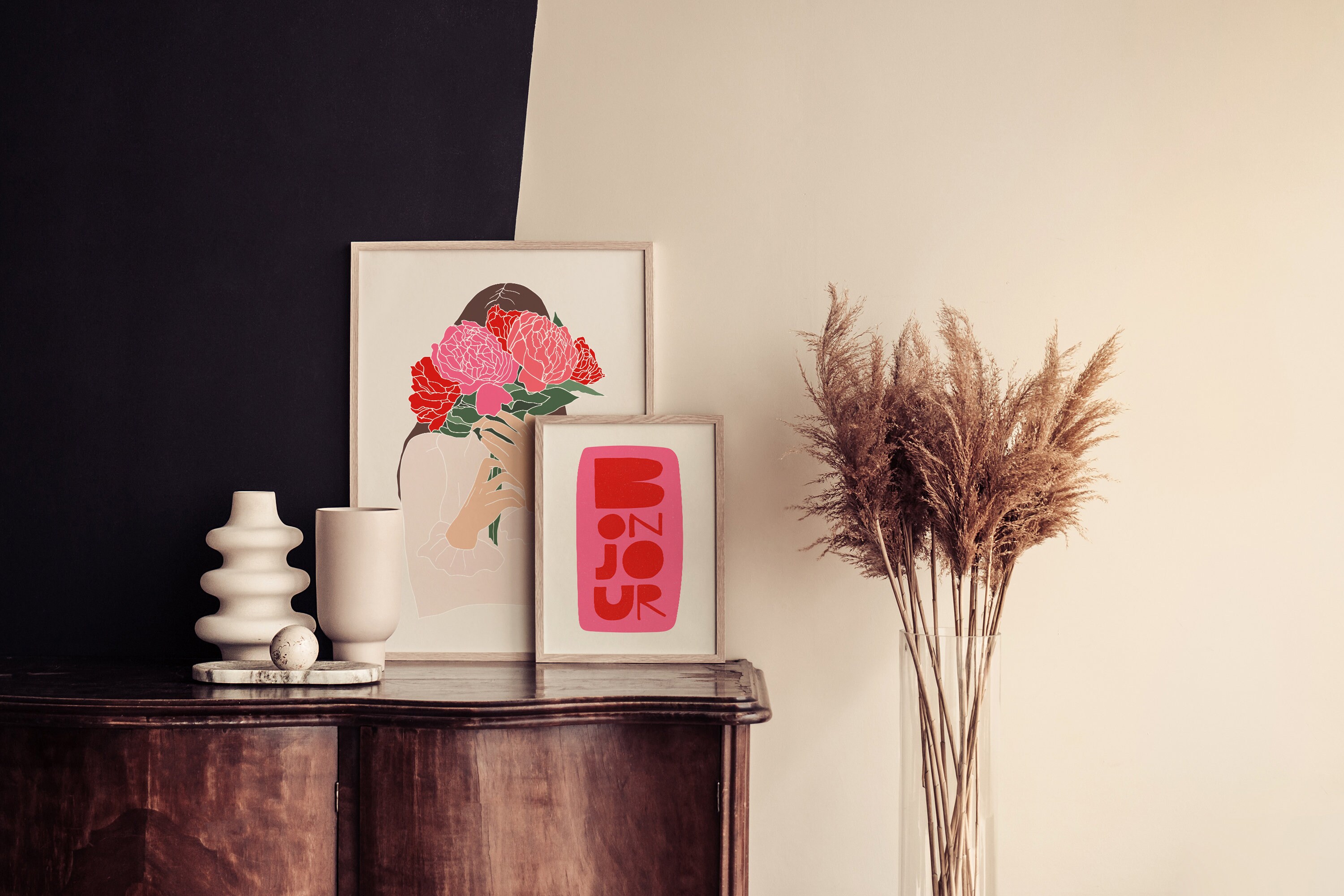 Bonjour French Quote Printable Colourful Fun Art Print France - Etsy