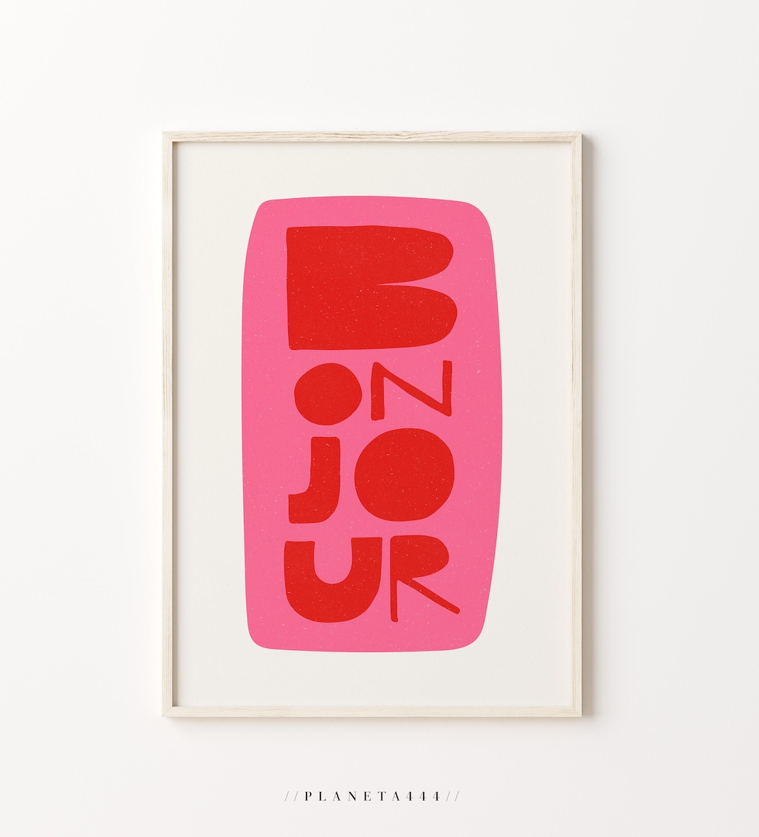 Bonjour French Quote Printable Colourful Fun Art Print France Paris