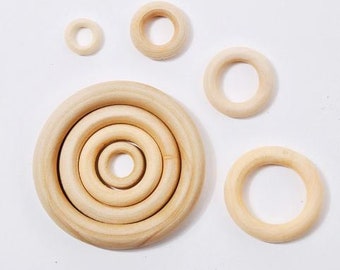 Anillos de madera - 55 piezas