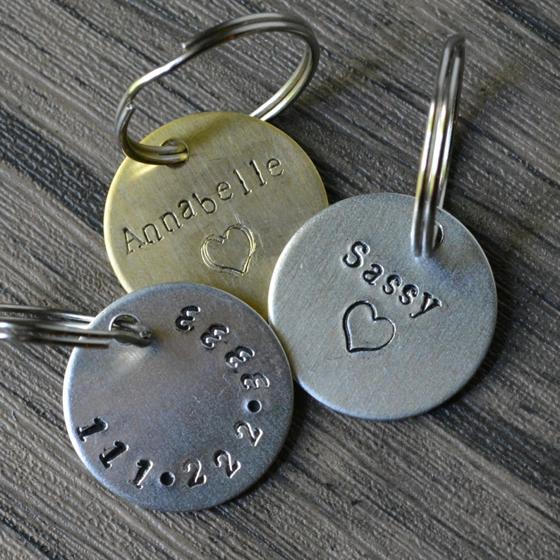 Personalized PetDog Tag brass aluminum dog tag Hand Stamped Pet ID Tag Engraved Dog Tag Dog Collar Tag Hand-stamped Pet Tag