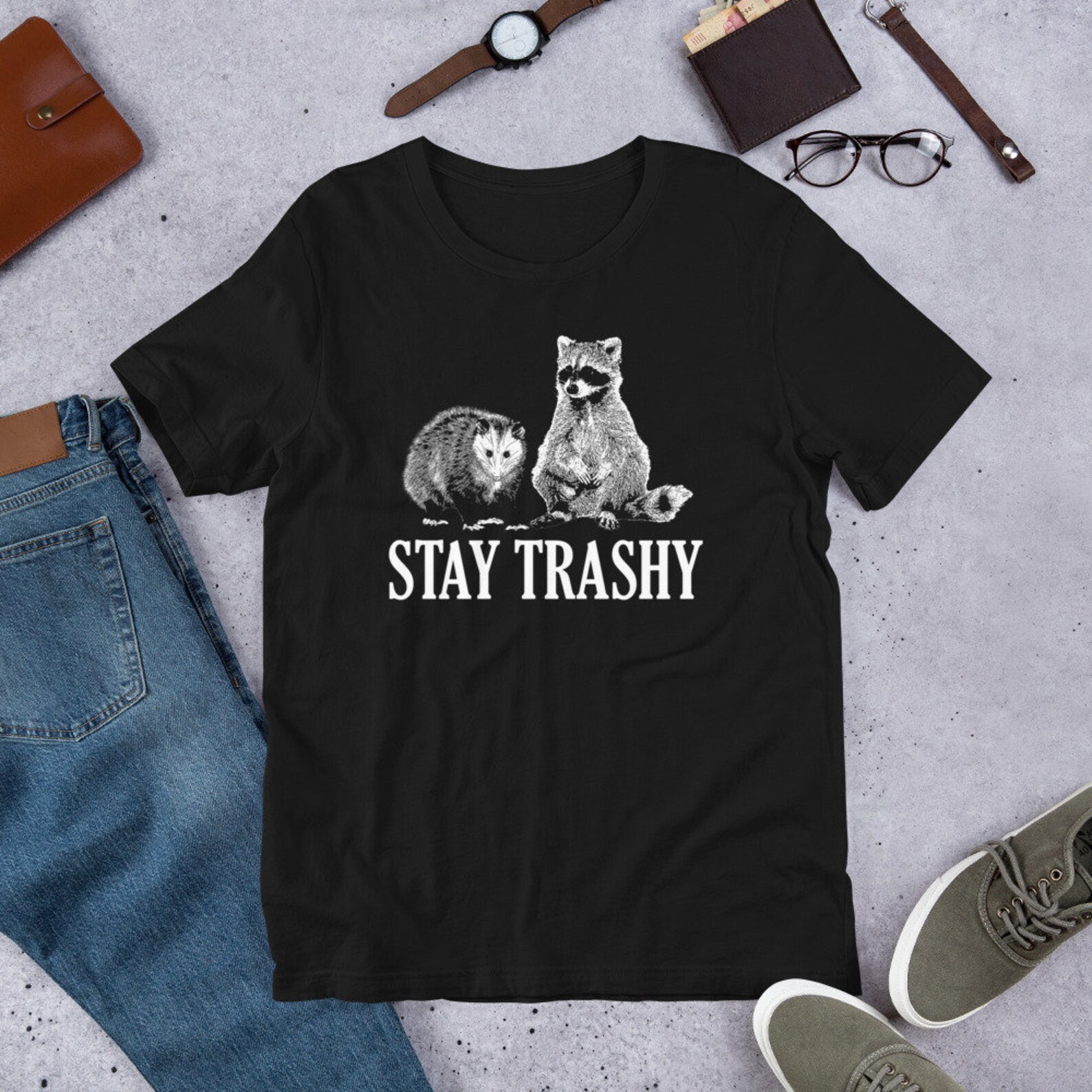 Stay Trashy Raccoon and Possum Funny T-shirt - Etsy