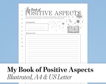 Book of Positive Aspects by Abraham Hicks Worksheets Template, Law of Vibration Exercises Printable Journal Sheets, Positive Psychology