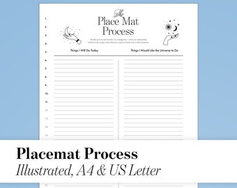 Abraham Hicks Place Mat Process Printable Journal Worksheet Template, Instant Download Law of Attraction Vibrational Journal Sheet US Letter