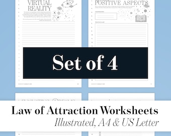 Abraham Hicks Printable Template, Set of 4 Printable Worksheets Virtual Reality Book of Positive Aspects Law of Attraction Manifesting Pages