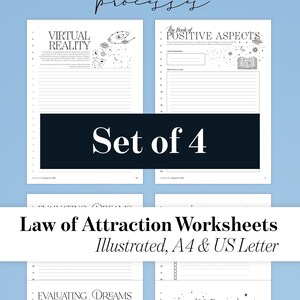 Abraham Hicks Printable Template, Set of 4 Printable Worksheets Virtual Reality Book of Positive Aspects Law of Attraction Manifesting Pages