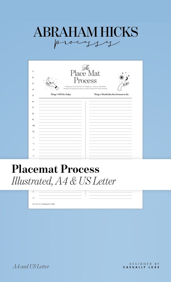 Abraham Hicks Place Mat Process: Law of Attraction Journal (Digital Download)