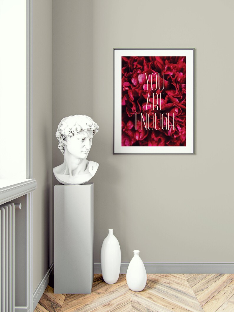 You Are Enough Mental Health Printable Wall Art Greenery | Etsy