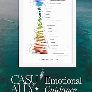Poster incorniciato della scala di guida emotiva, frequenze vibrazionali di Abraham Hicks, grafico delle emozioni positive manifestabili, vibrazione alta contro bassa