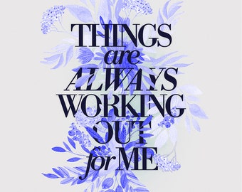 Always Working Out for Me Abraham Hicks Manifestation Wall Art, Law of Vibration PRINTABLE Artwork, Manifest Abundance, Vision Board Action