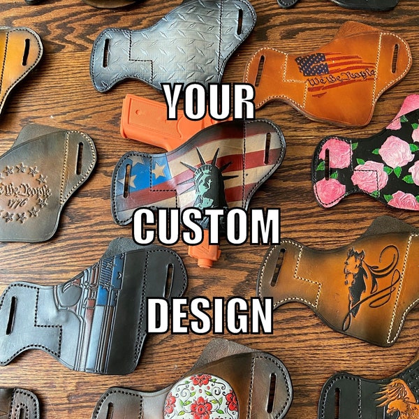 Custom Hand Tooled and Airbrushed Genuine Leather Gun Holster- YOUR OWN DESIGN!