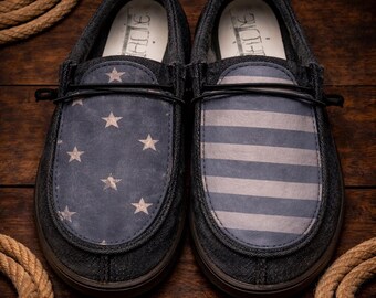 Custom Leather Top Hey Dudes - American Flag