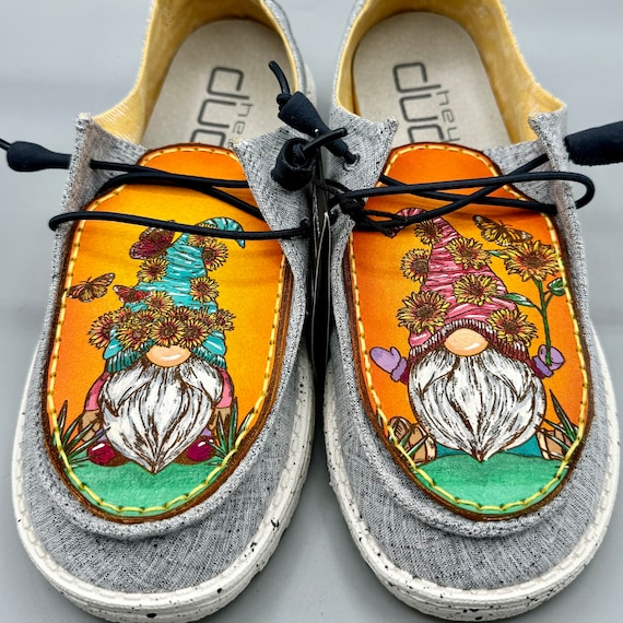 Custom Leather Top Hey Dudes Gnomes UK