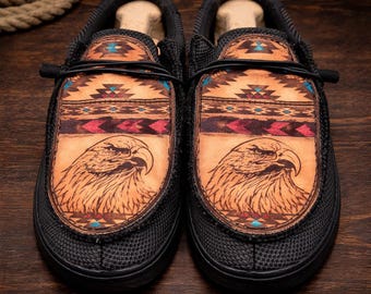 Custom Leather Top Hey Dudes- Aztec Eagle