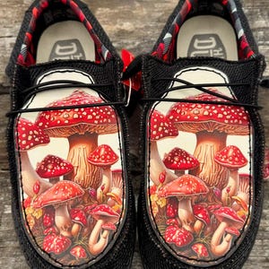 Custom Leather Top Hey Dudes - Mushrooms