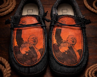 Custom Leather Top Hey Dudes - Trump Bulletproof