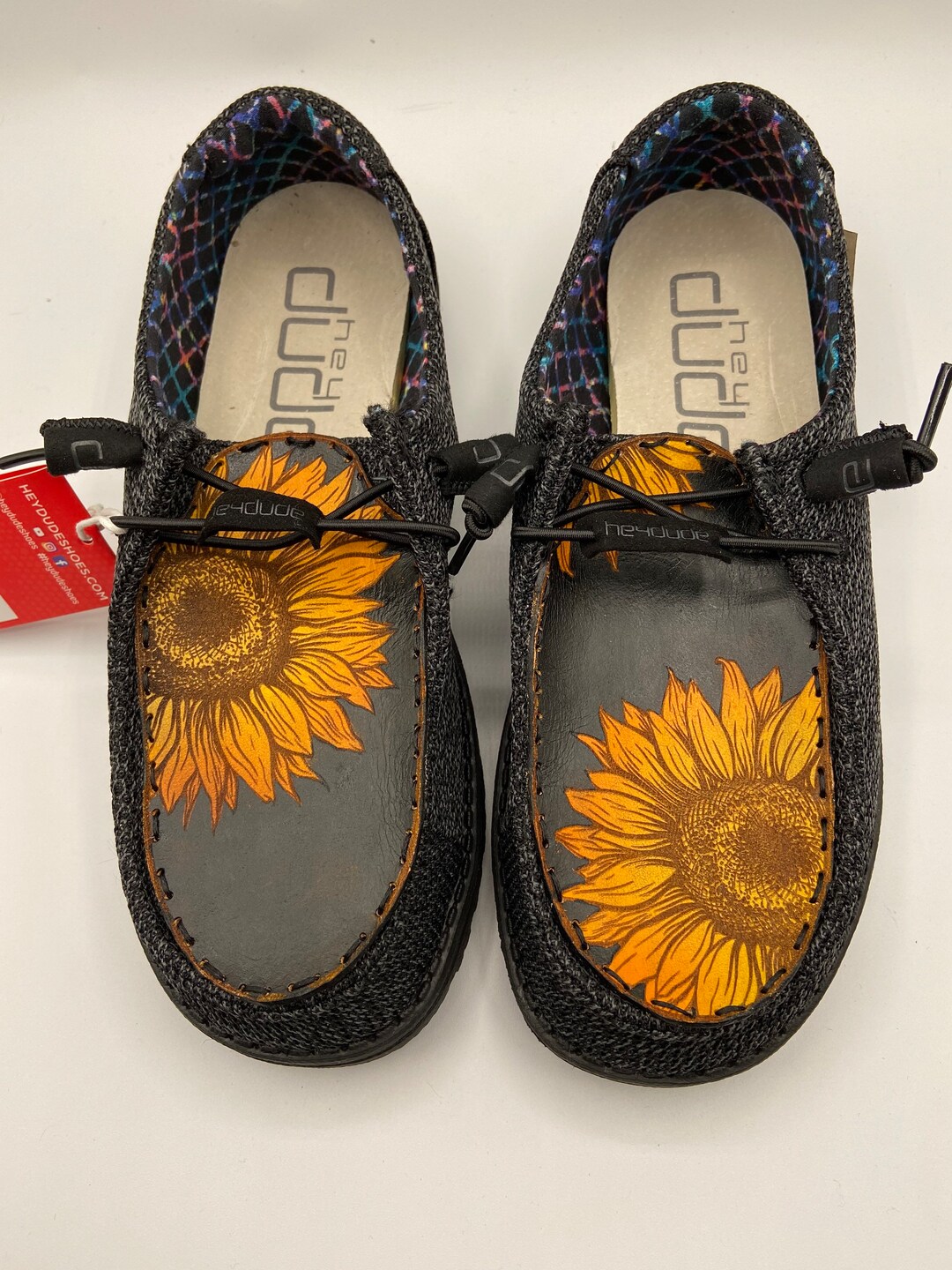 Custom Leather Top Shoes Sunflowers Etsy
