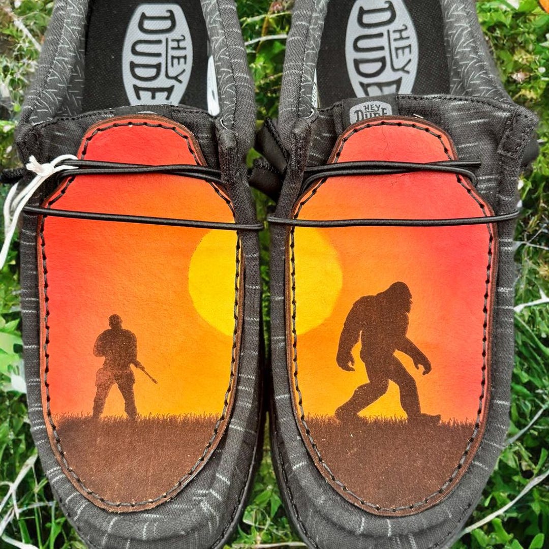 Custom Leather Top Hey Dudes Bigfoot Hunter