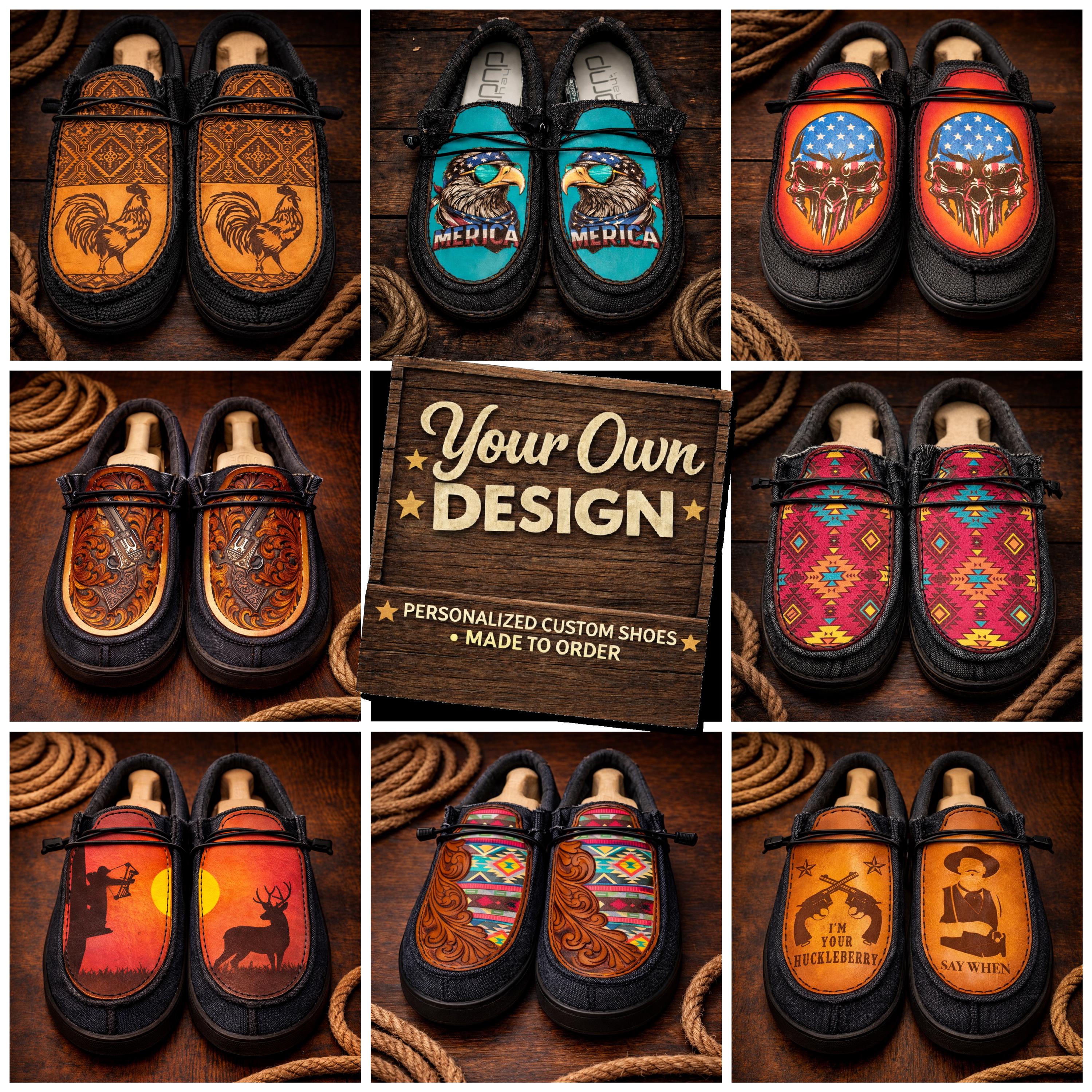 Custom HEYDUDE Shoes Black Gold Men’s Shoe Size 11 Slip On Loafers Custom Hey Dudes (DEPOSIT ONLY) – Wagonburner Leather main image 3