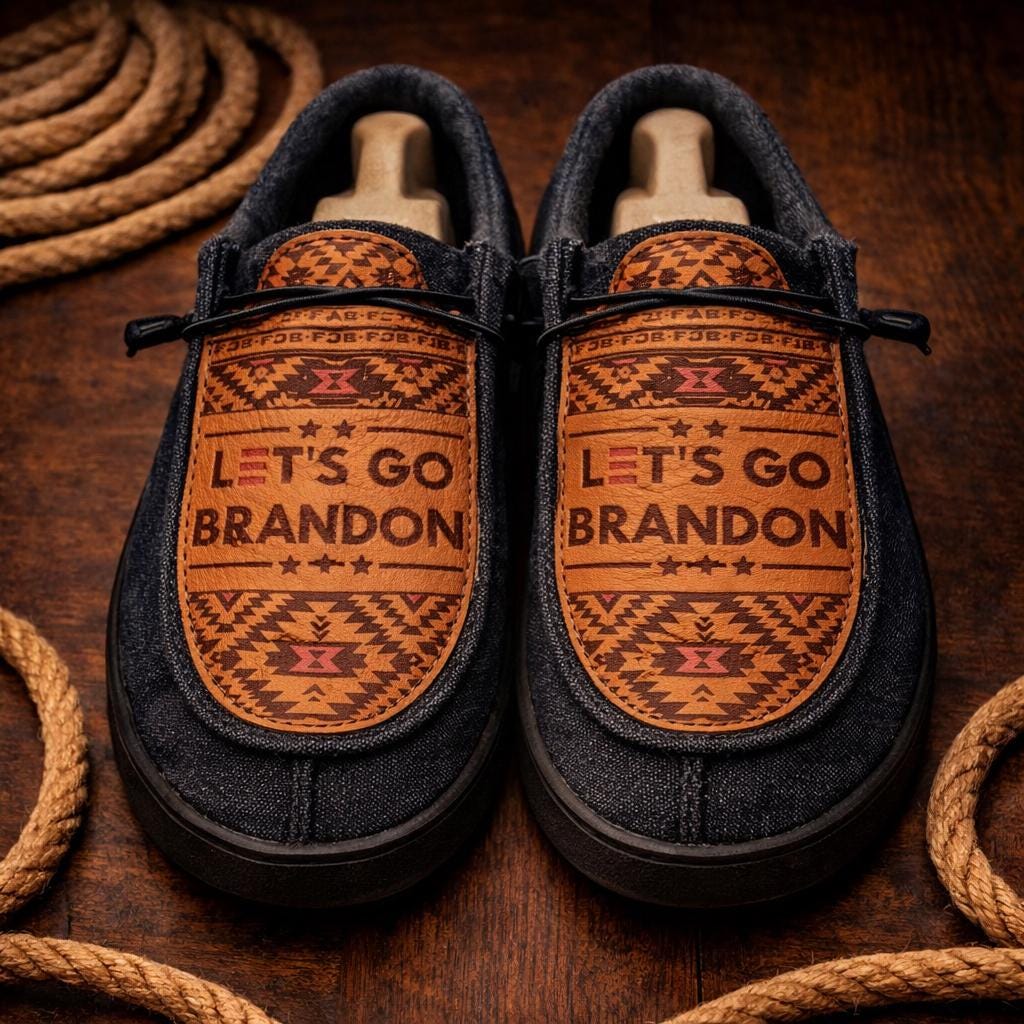 Custom Laser Engraved Leather Hey Dude Shoes Lets Go Brandon