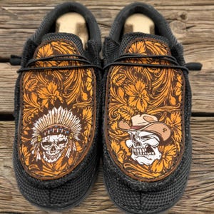 Custom Leather Top Hey Dudes - Cowboys and Indians