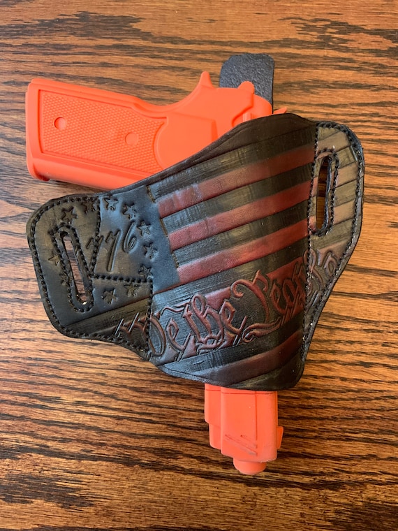Custom Stamped and Airbrushed Genuine Leather Gun Holster We Etsy