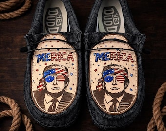 Custom Leather Top Hey Dudes - Trump Merica