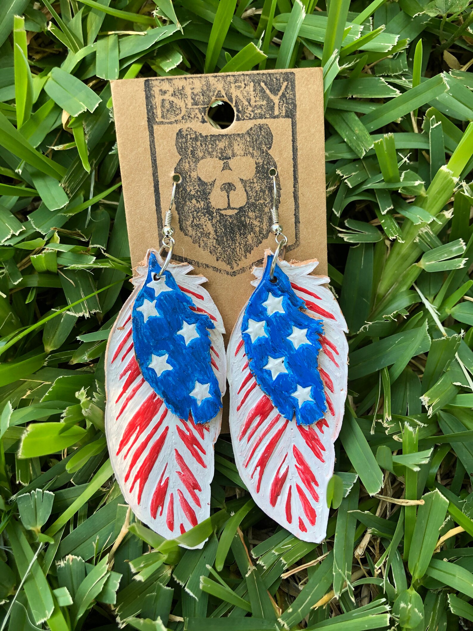 Hand Tooled and Painted Genuine Leather American Flag Double Etsy