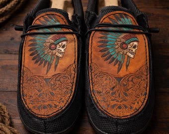 Custom Leather Top Hey Dudes - Indian