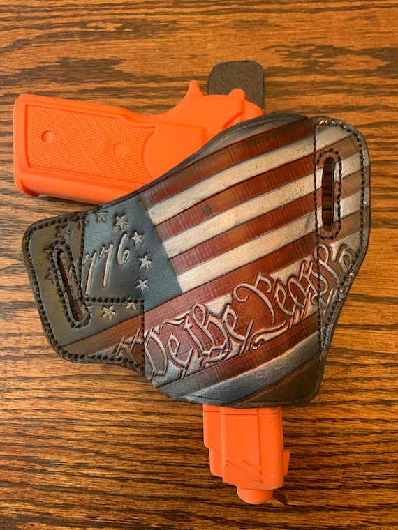 Custom Hand Tooled and Airbrushed Genuine Leather Gun Holster Etsy