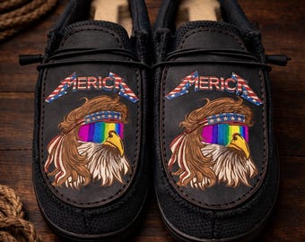 Custom Leather Top Hey Dudes - Merica