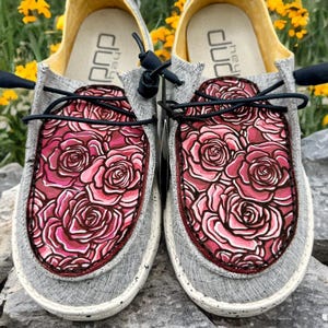 Custom Leather Top Hey Dudes - Roses
