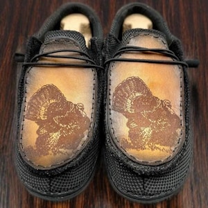 Custom Leather Top Hey Dudes - Turkeys
