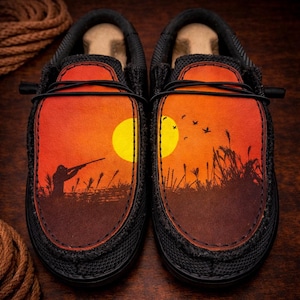 Custom Leather Top Hey Dudes - Duck Hunting