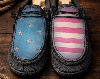 Custom Leather Top Hey Dudes - American Flag
