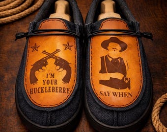 Custom Leather Top Hey Dude Shoes - Cowboy