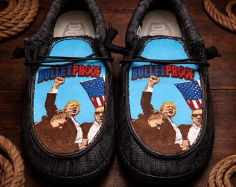 Custom Leather Top Hey Dudes - Trump Bulletproof